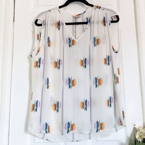 Tucker The Muscle Tee Follow the Rainbow Silk Blouse Top Sheer
